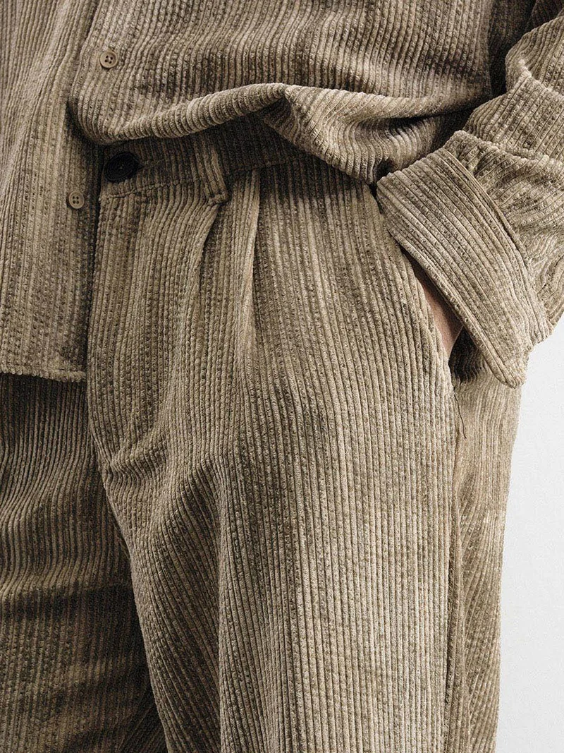 Giesto Beaver Brown GIESTO Textured Pleated Pants for Men | Best Price UAE